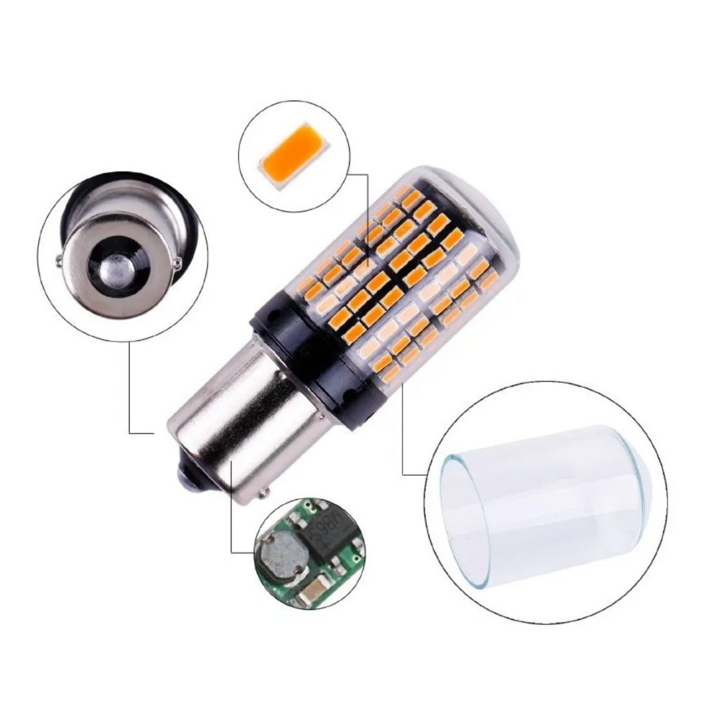 LED de viraje 1 Contacto Pata Pareja Ambar Set / Par